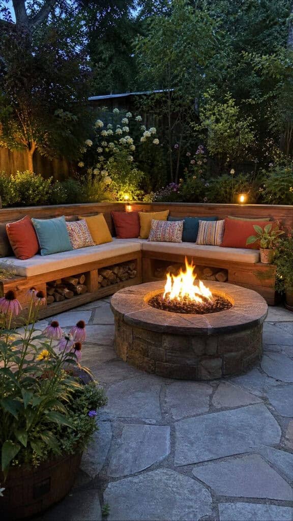 Built-In Bench Seating Around Your Fire Pit