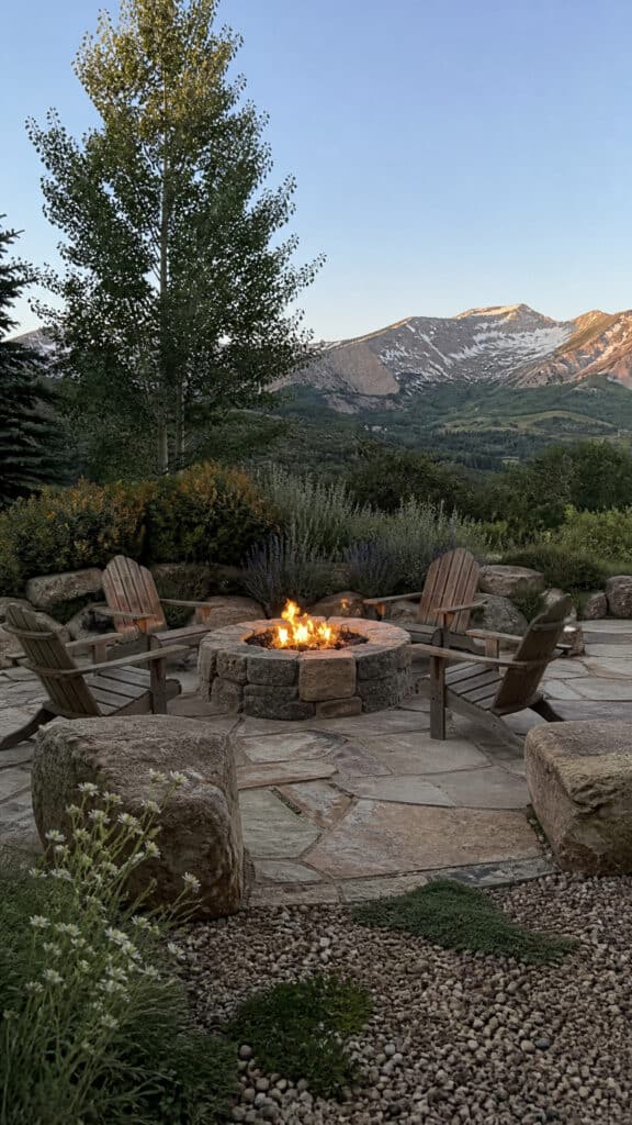 Rustic Stone Fire Pit Lounge Areas for Natural Beauty