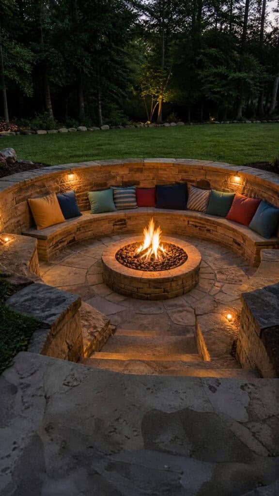 Sunken Fire Pit Lounge Areas That Feel Like a Secret Hideaway