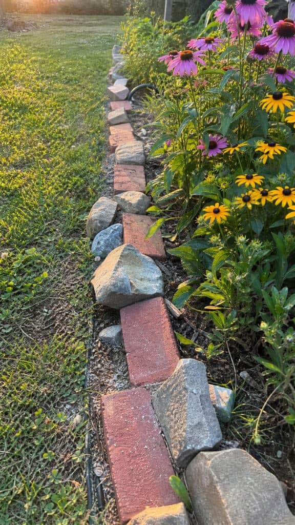 Mixed Brick and Stone Border