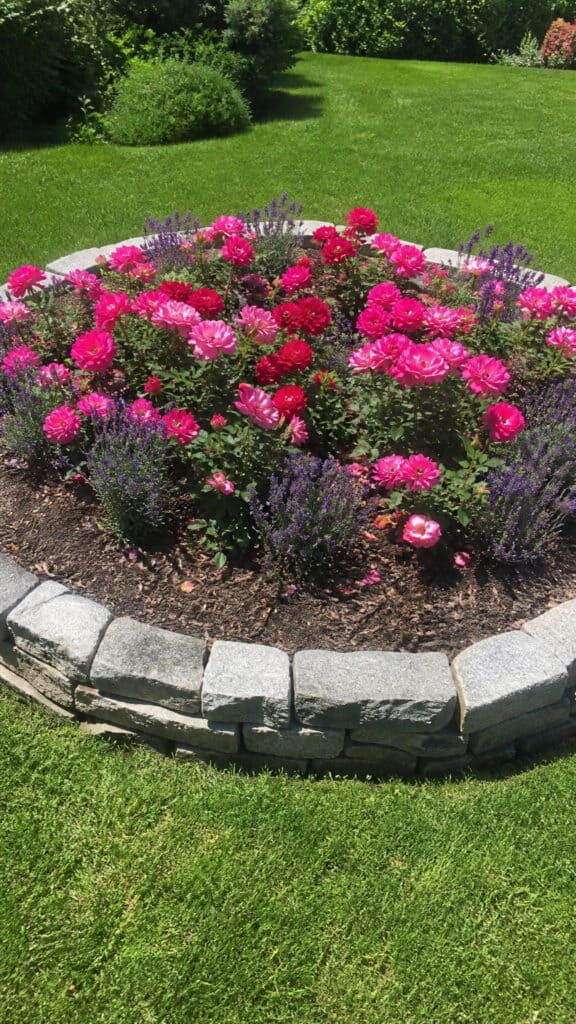 Classic Rose Circle with Stone Edging