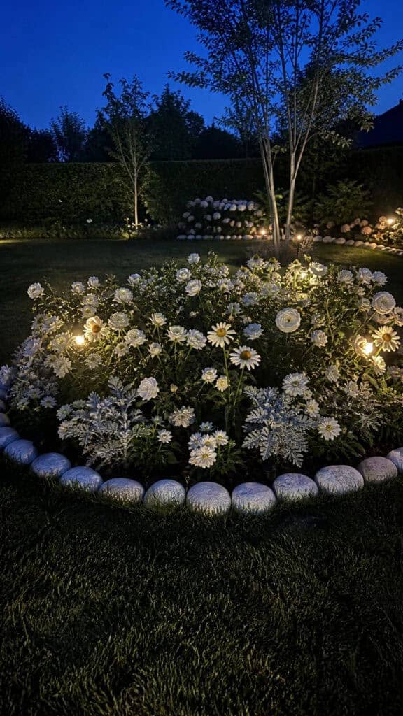 Moonlight Garden Circle with White Blooms