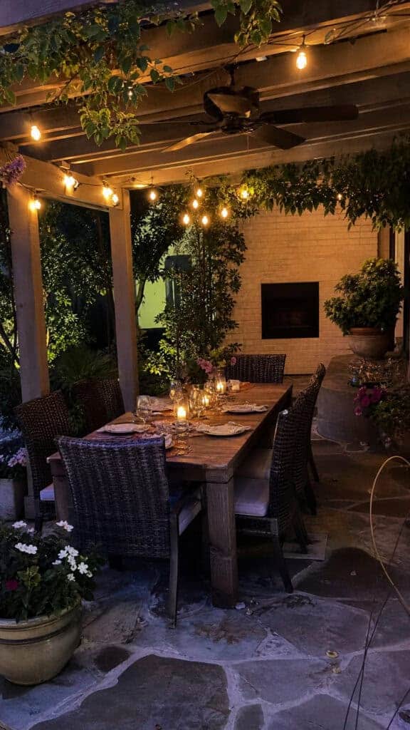 Corner Pergola Dining Area for Family Meals