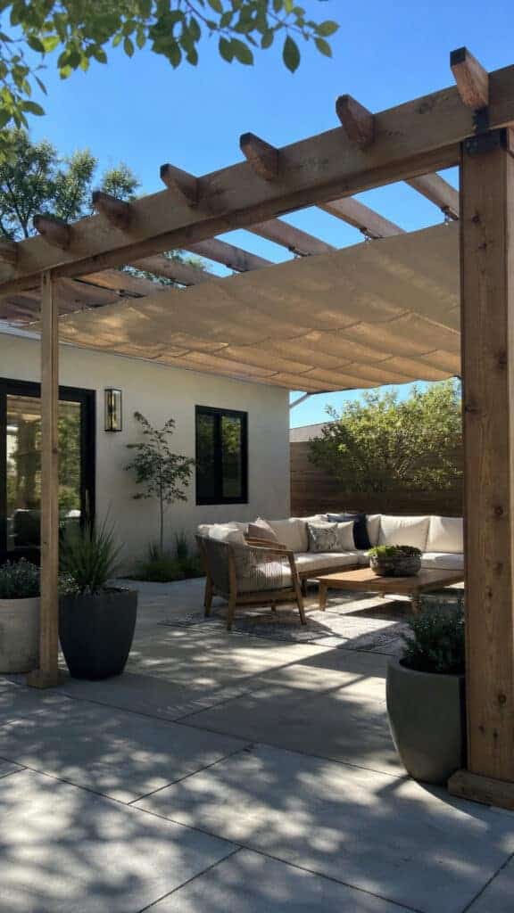 Corner Pergola with Retractable Shade Canopy