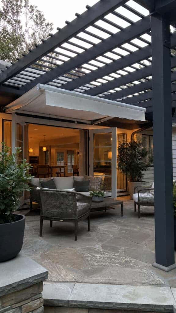 Attached Pergola with Retractable Awning
