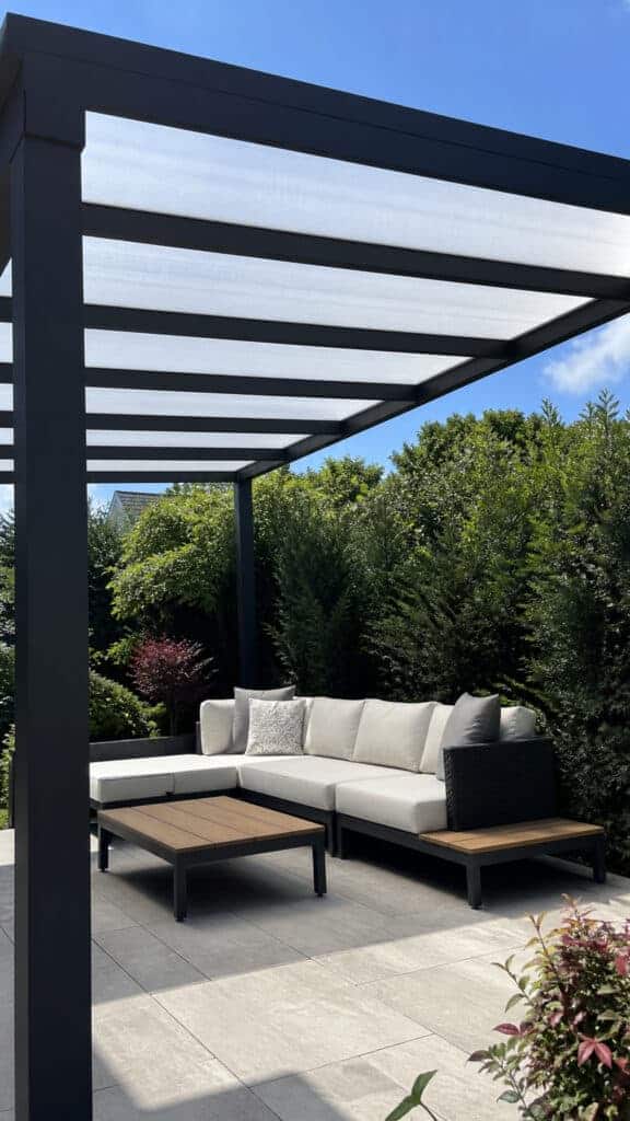 Modern Polycarbonate Roof Pergola for All-Weather Use