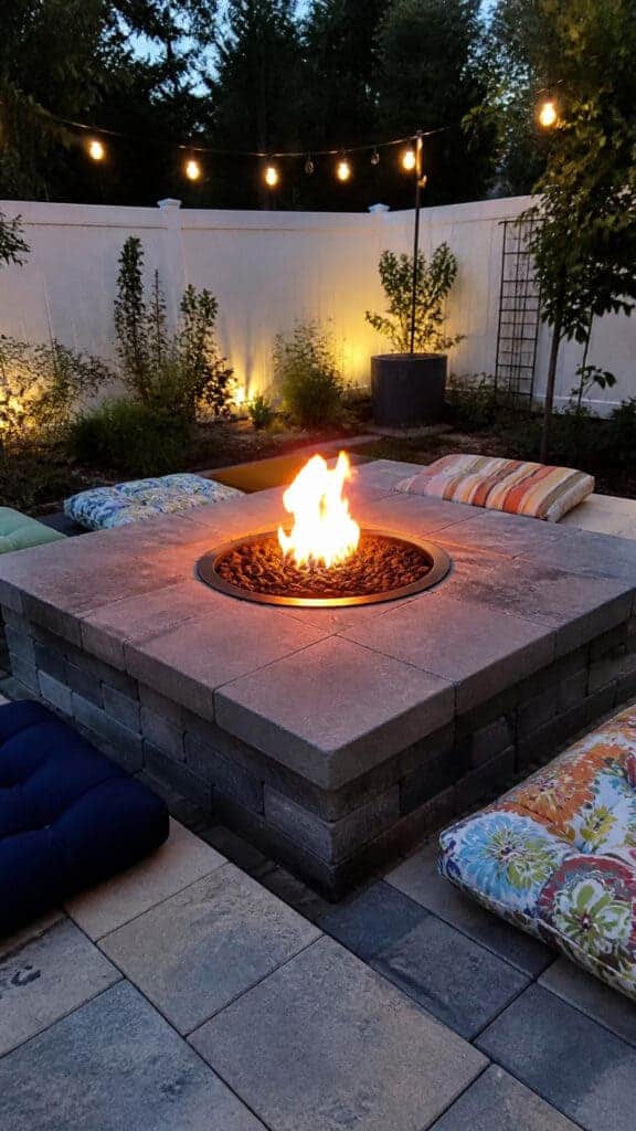 DIY Fire Pit Table with Concrete Pavers