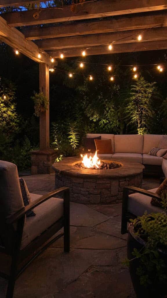 Pergola Paradise with Draped String Lights