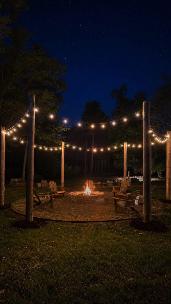 Rustic Pole String Light Circle
