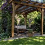 Classic Wooden Pergola with Polycarbonate Roofing