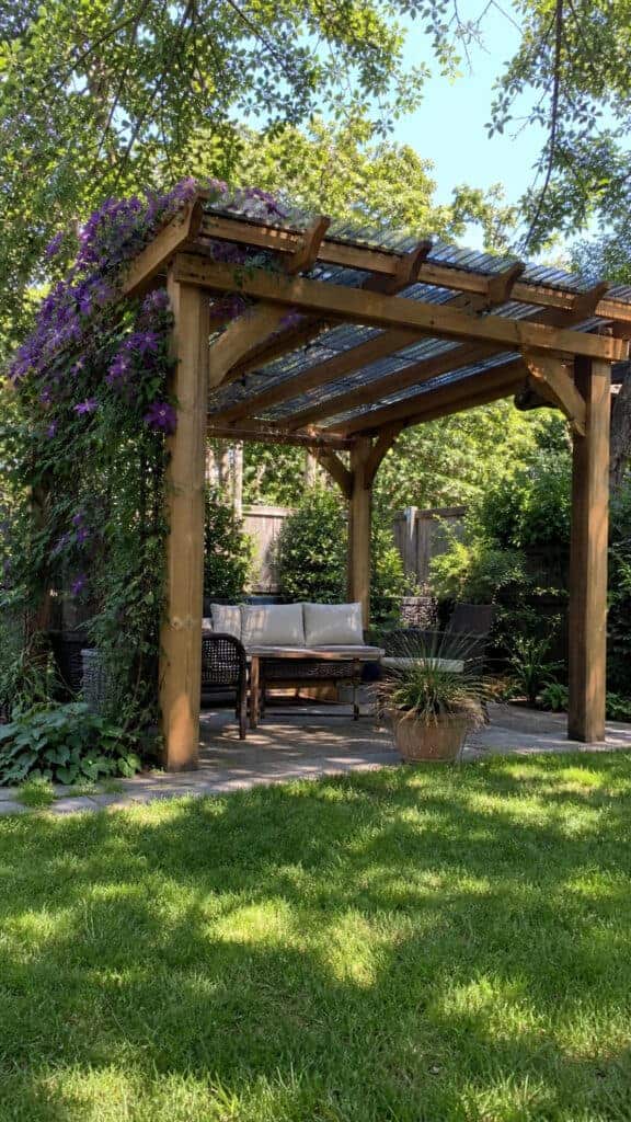 Classic Wooden Pergola with Polycarbonate Roofing