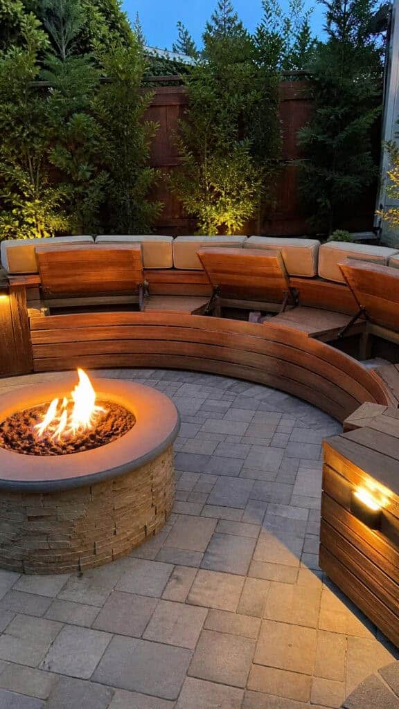 Built-In Curved Bench with Storage