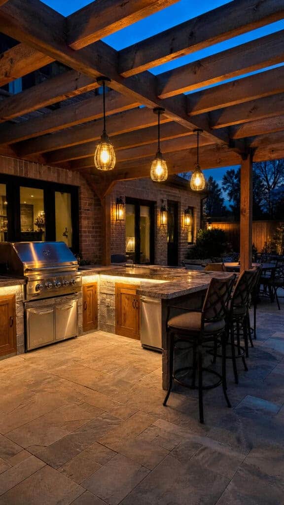 Pergola with Built-In Outdoor Kitchen