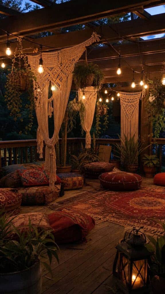 Bohemian Paradise with Macramé and Edison Bulbs