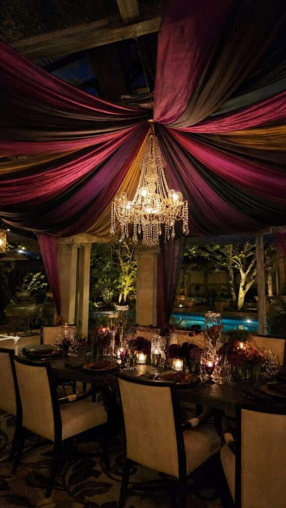 Elegant Draped Fabric with Chandelier Lighting