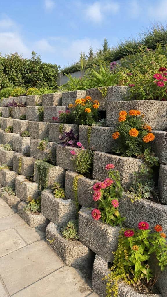 Stacked Concrete Block Garden