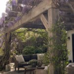 Reclaimed Wood Beam Pergola with Climbing Vines