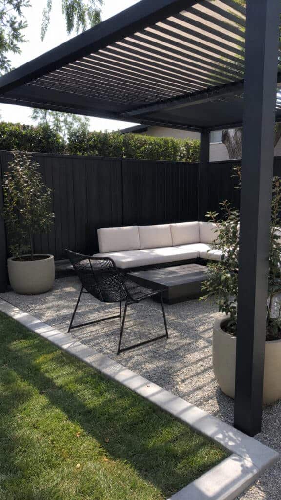 Minimalist Pergola with Gravel Base