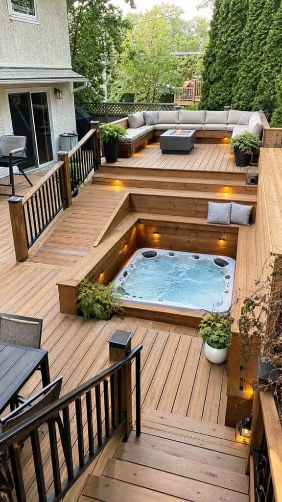 Multi-Level Deck Designs That Incorporate Hot Tubs