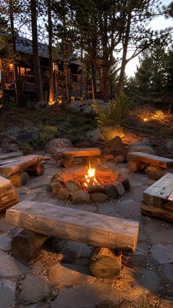 Rustic Sunken Fire Pit with Log-Style Seating