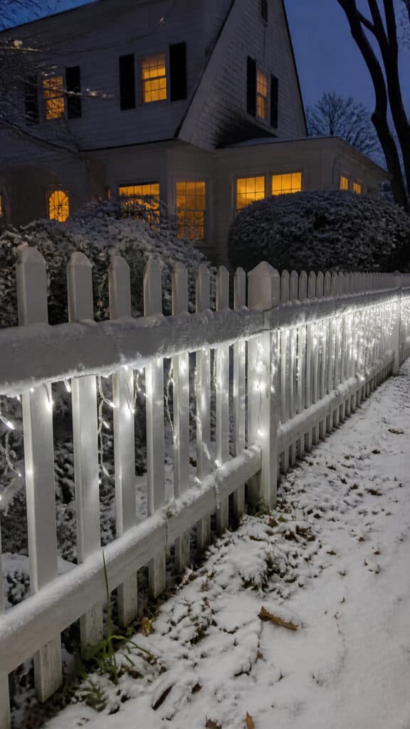 Classic Icicle Lights Draped Along the Top Rail