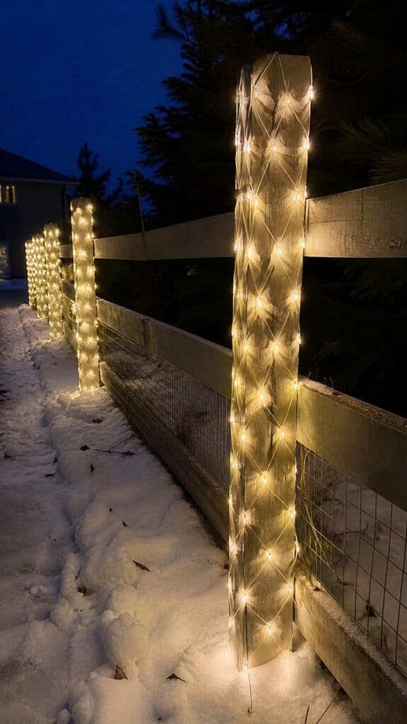 Elegant Net Lights Wrapped Around Posts