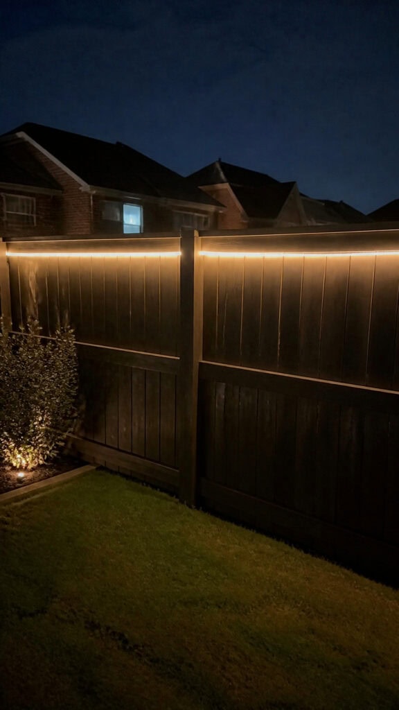 Rope Lights Following the Fence Line