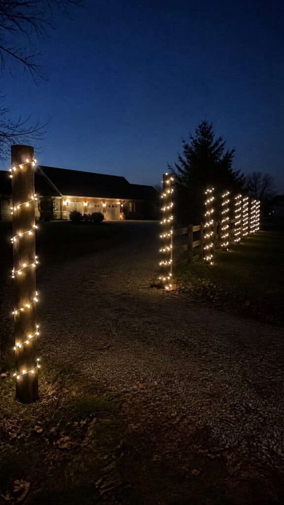 Spotlight Posts with Wrapped String Lights