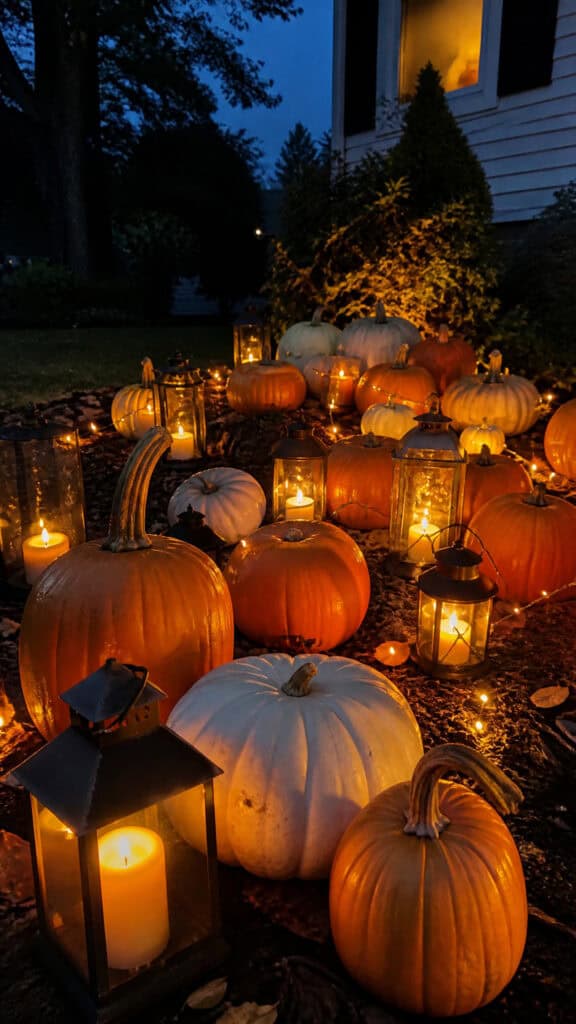 Pumpkin and Lantern Combinations for Evening Glow