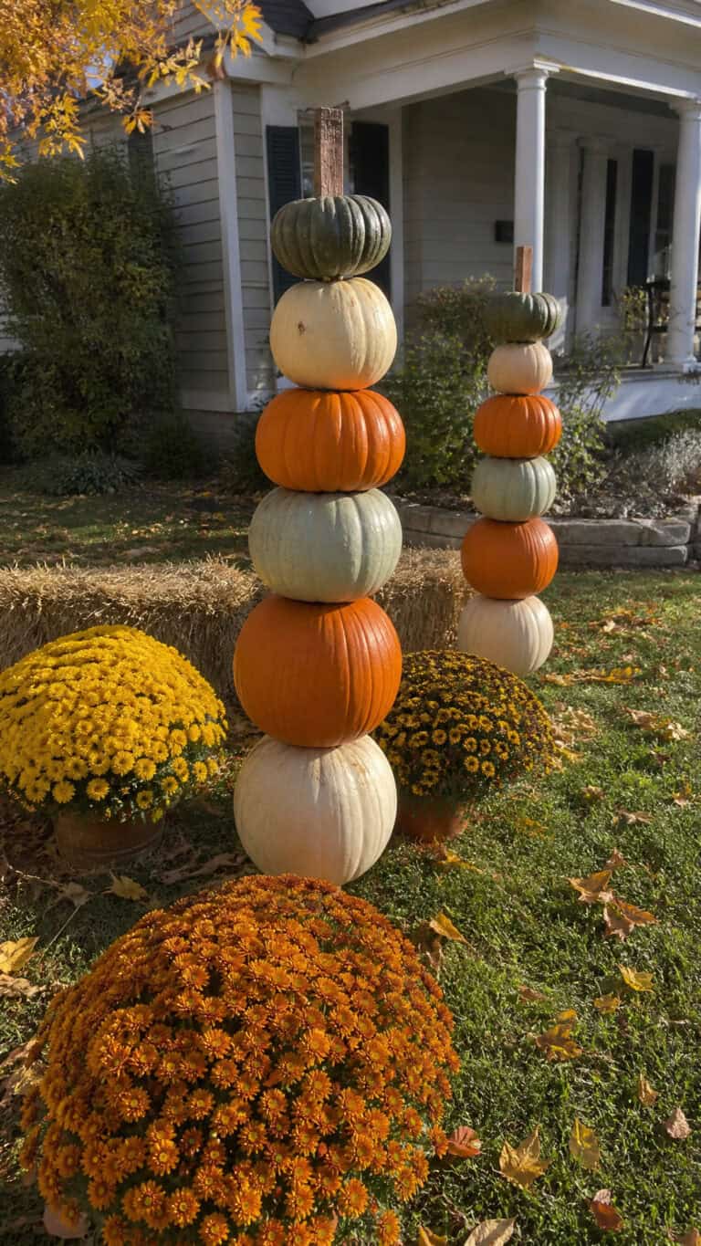 Stacked Pumpkin Towers for Eye-Catching Drama