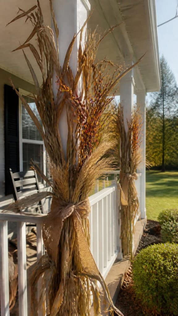 Corn Stalk Bundles and Dried Wheat Arrangements