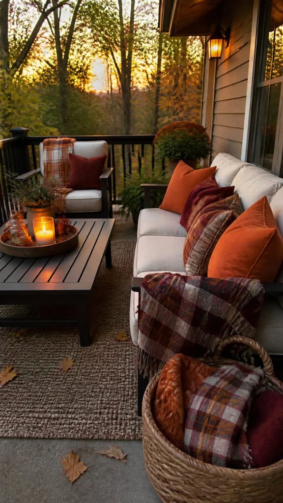 Cozy Outdoor Seating with Layered Textiles