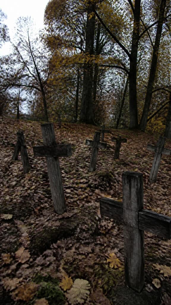 Weathered Wooden Cross Markers