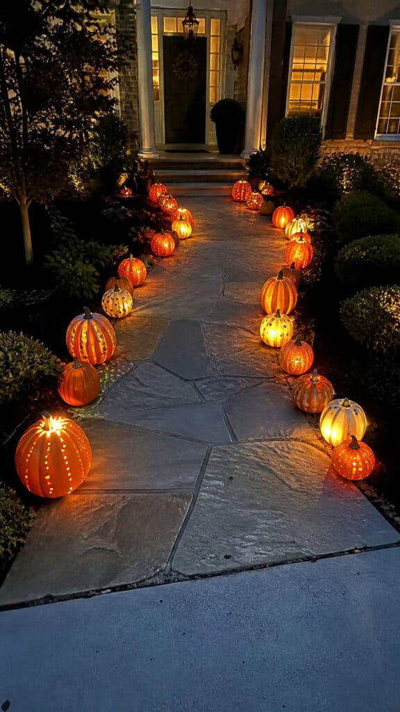 Illuminated Pumpkin Path Markers