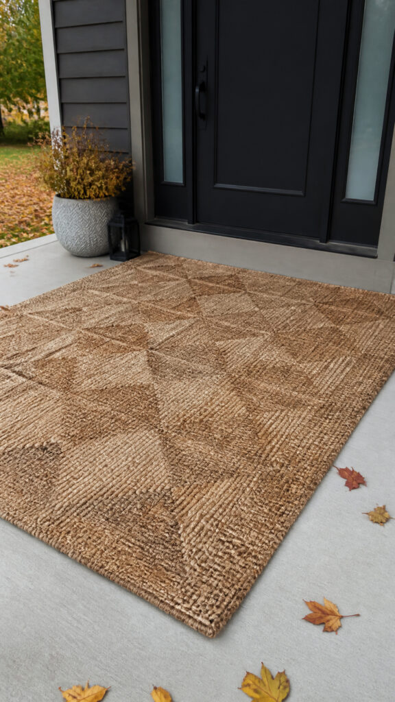 Oversized Natural Fiber Doormats with Subtle Fall Motifs