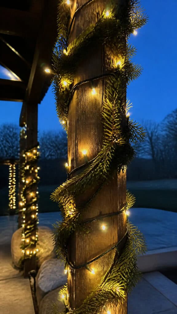 Twinkling Tree Lights on Posts
