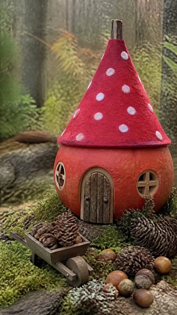 Woodland Gnome Home in a Pumpkin