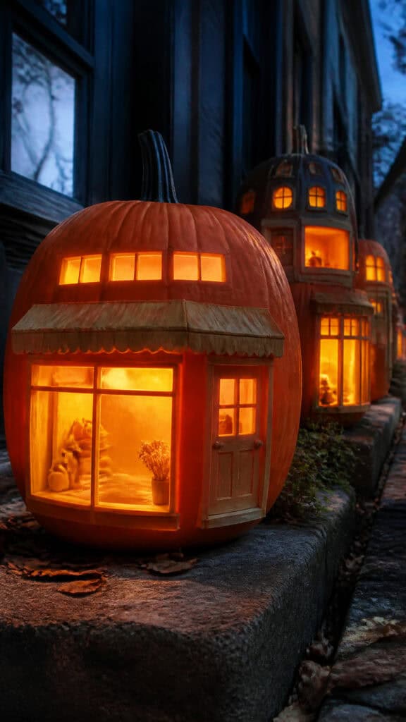 Charming Shop and Storefront Pumpkin Carvings