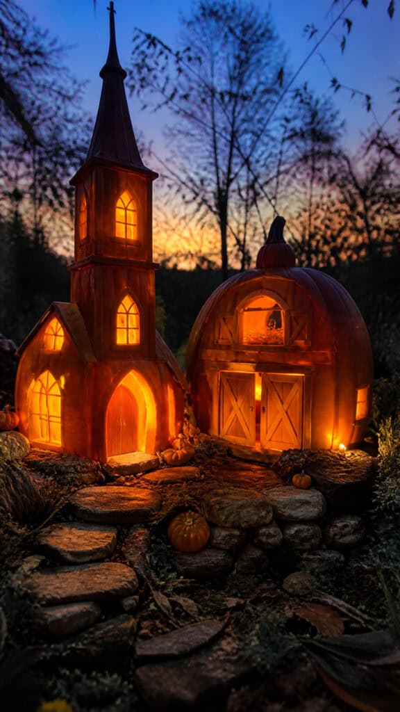 Church and Barn Pumpkin House Ideas