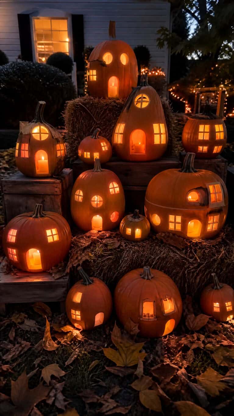 Classic Carved Pumpkin Village