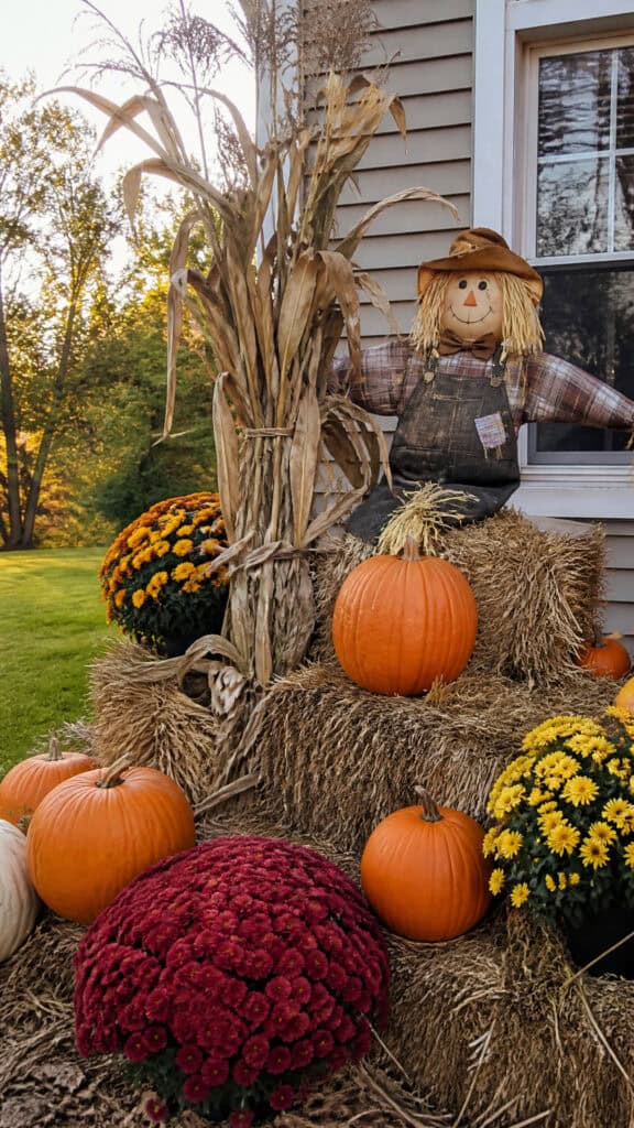 Hay Bales and Corn Stalks for Classic Harvest Appeal