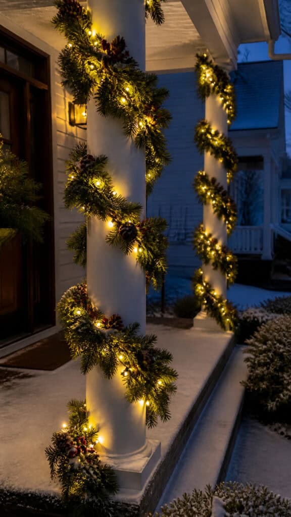 Pre-Lit Garland for Porch Columns and Railings